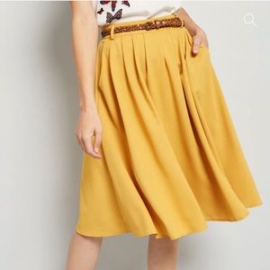ModCloth Yellow Mustard Midi Skirt